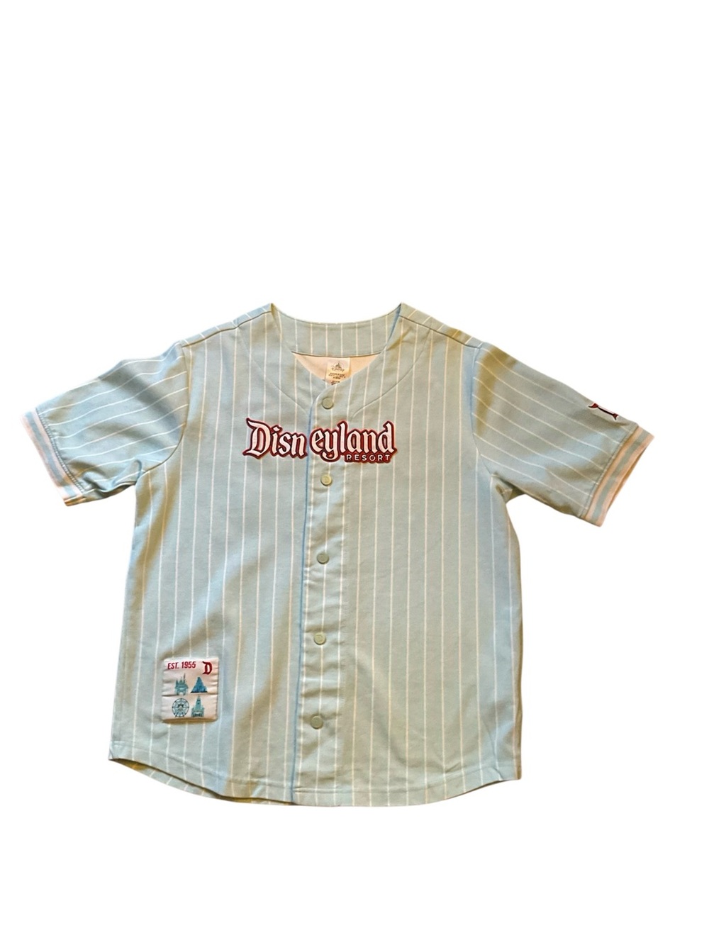 Disneyland Resort Light Blue Pinstripe Baseball-Style Button Jersey